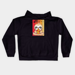 sloth eating pizza Kids Hoodie